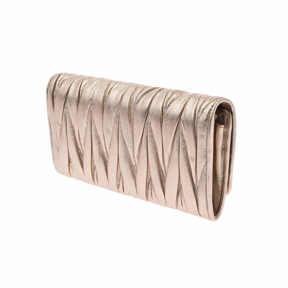 Miu MIu Matelasse Long Wallet Gold Leather - Picture 2 of 8